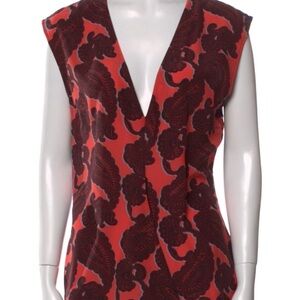 Elegant Paisley Women's Blouse - Red and Black
